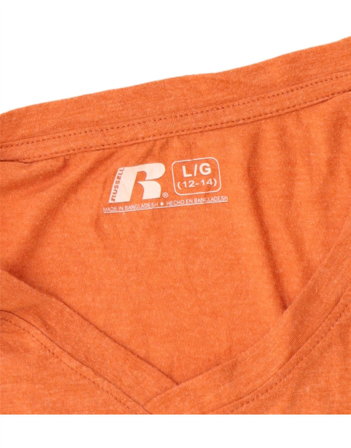 Russell Athletic T-shirt graphique pour femme US 12/14 Large Orange Polyester