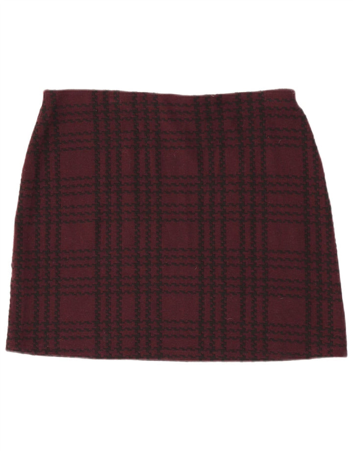 Marks & Spencer Mini-jupe pour femme UK 16 Large W34 Bordeaux à carreaux en polyester