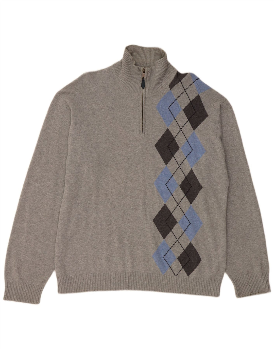 NAUTICA Pull col zippé pour homme XL Gris Argyle/Diamant Coton