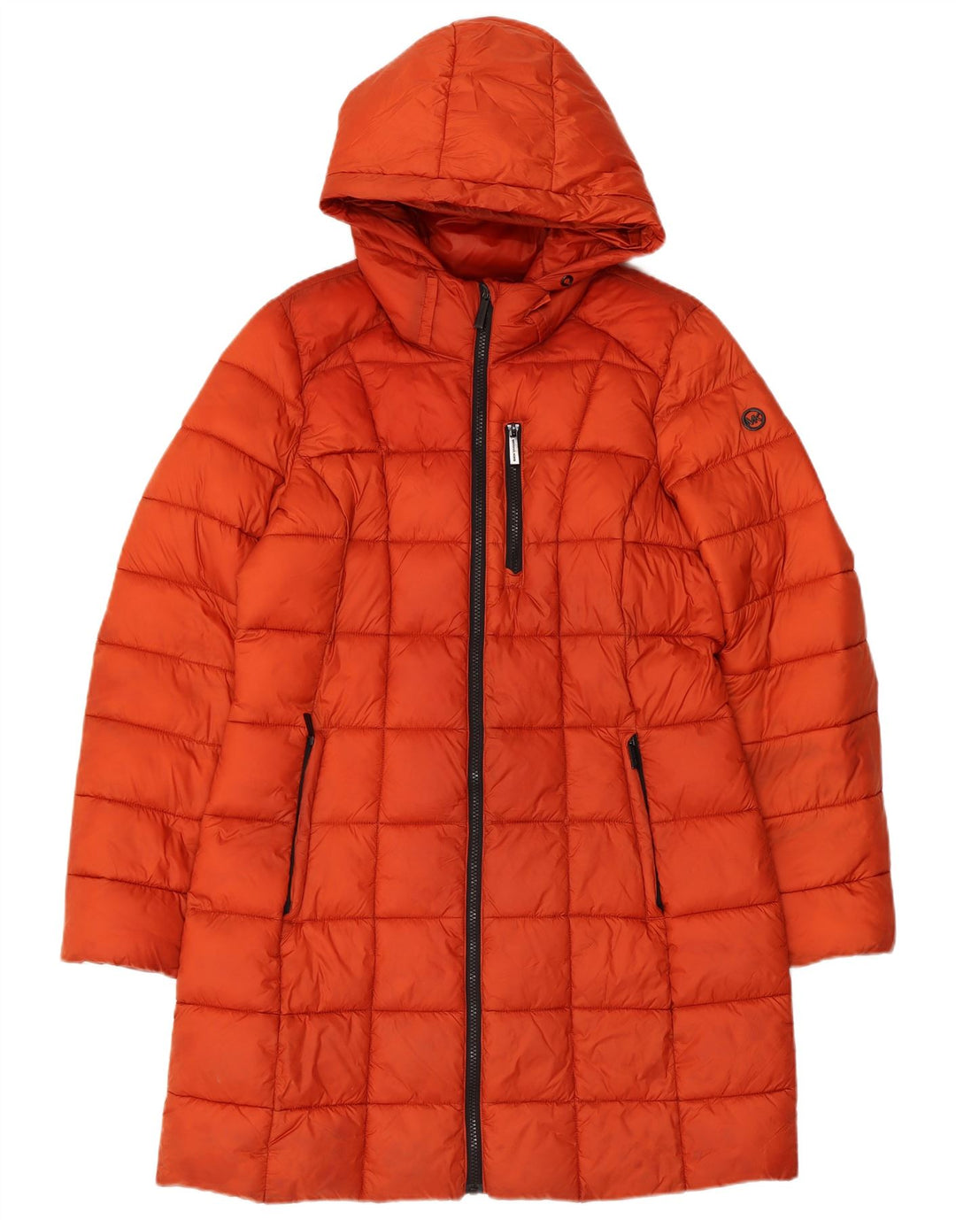 MICHAEL KORS Manteau rembourré à capuche pour femme UK 14 Nylon orange moyen