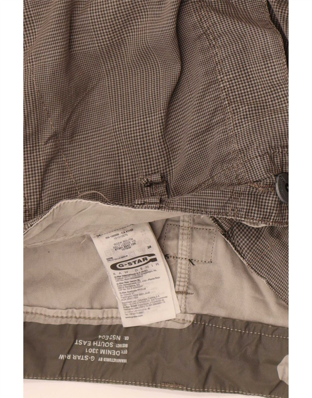 G-Star Short cargo pour homme W34 en coton à carreaux gris grand