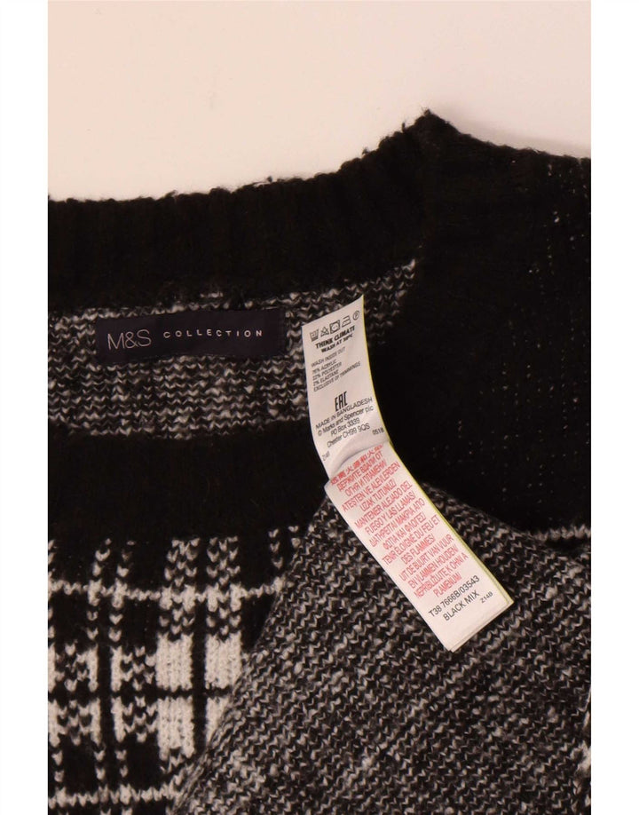 Marks & Spencer Pull ras du cou pour femme UK 18 XL Noir à carreaux