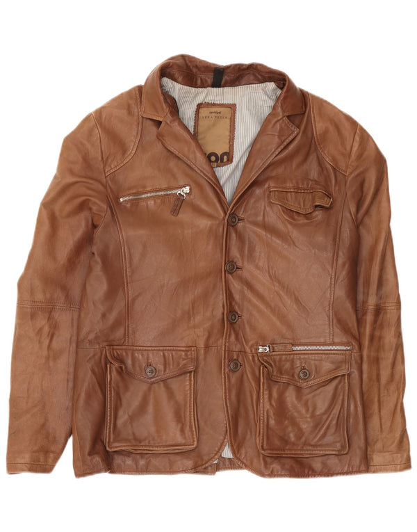 Conbipel Veste Blazer 4 Boutons en Cuir Homme IT 52 Grand Cuir Marron