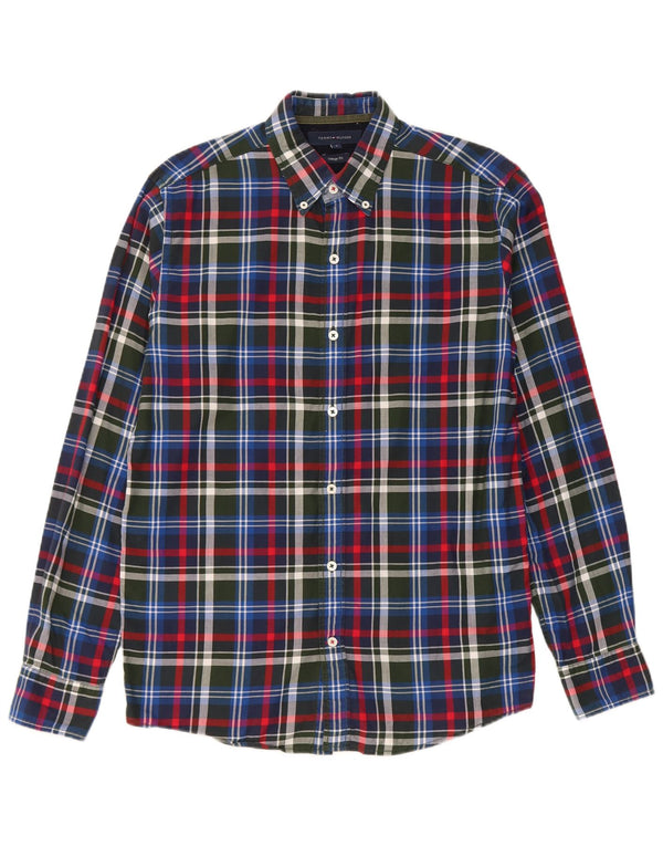 Tommy Hilfiger Chemise coupe vintage pour homme en coton à petits carreaux bleu marine
