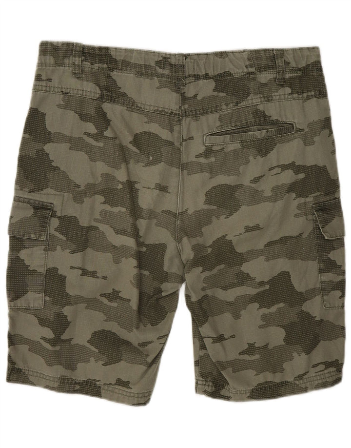 BENETTON Short Cargo Garçon 13-14 Ans 3XL W30 Kaki Camouflage Coton
