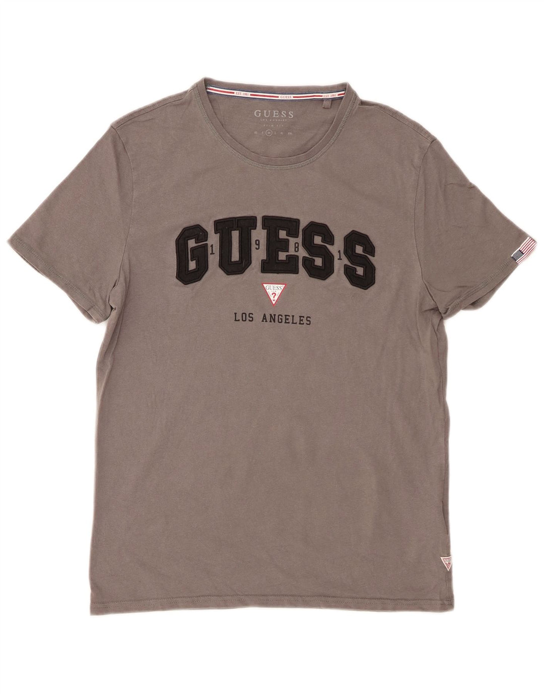 Guess T-Shirt Graphique Coupe Slim Homme Gris Moyen Coton