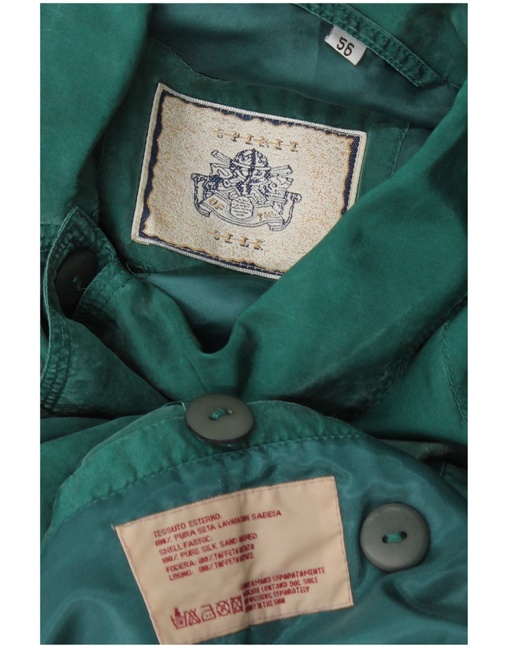 Veste Bomber Homme Vintage IT 56 3XL Soie Verte