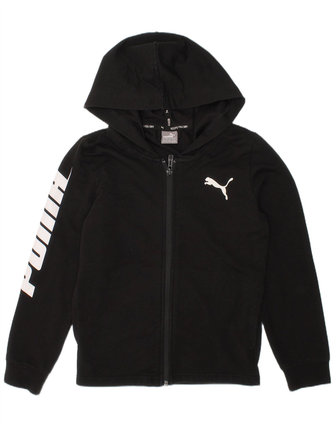 Puma Pull à capuche zippé graphique pour garçon 5-6 ans Noir Coton
