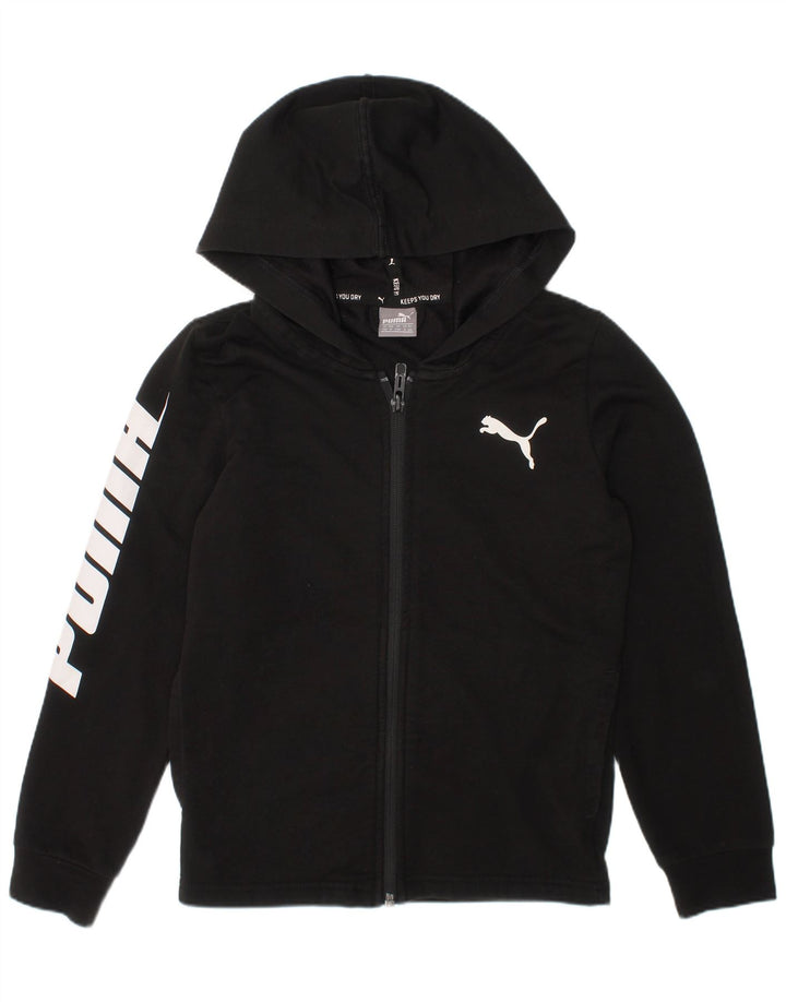 Puma Pull à capuche zippé graphique pour garçon 5-6 ans Noir Coton