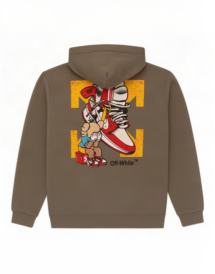 Off-White Pull à capuche graphique 2XL Kaki Homme