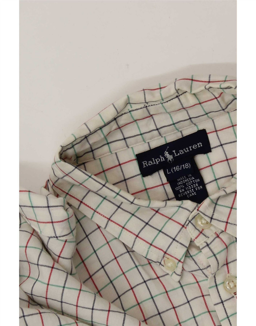Ralph Lauren Chemise Garçon 15-16 ans Grand Carreau Blanc Coton