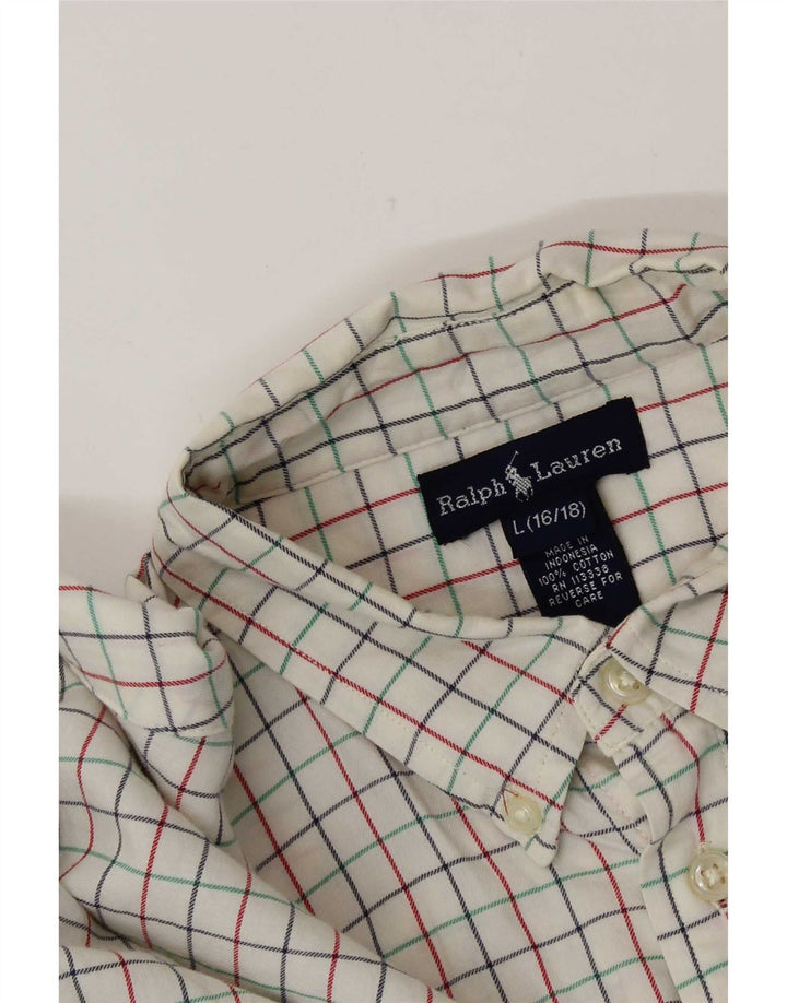 Ralph Lauren Chemise Garçon 15-16 ans Grand Carreau Blanc Coton