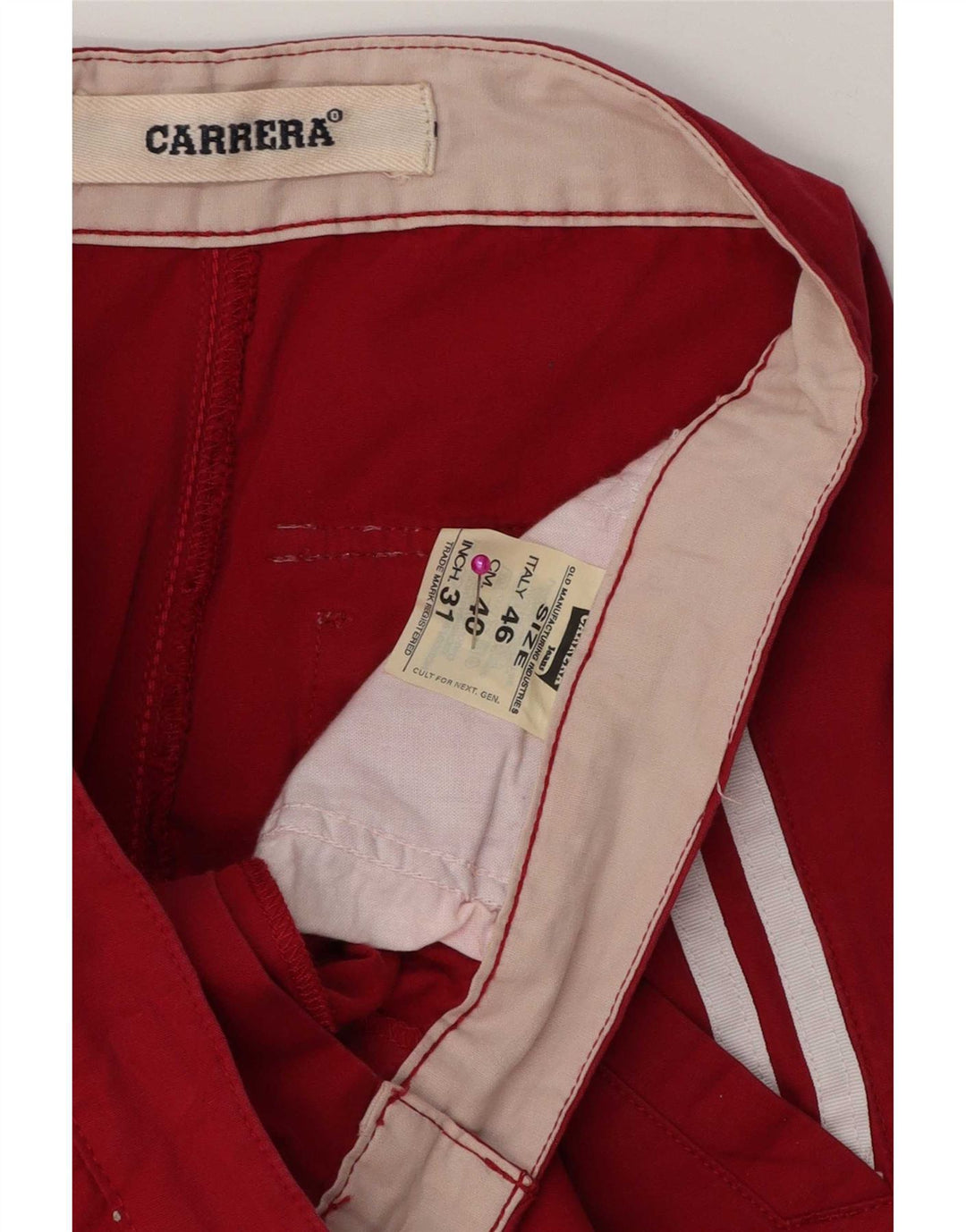 Carrera Pantalon Droit W31 L31 Rouge Coton Homme