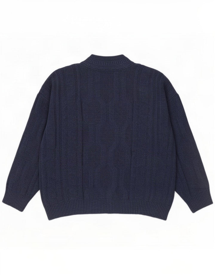 St. Bernard Homme Cardigan Pull Taille 38/40 Laine Bleu Marine Moyen