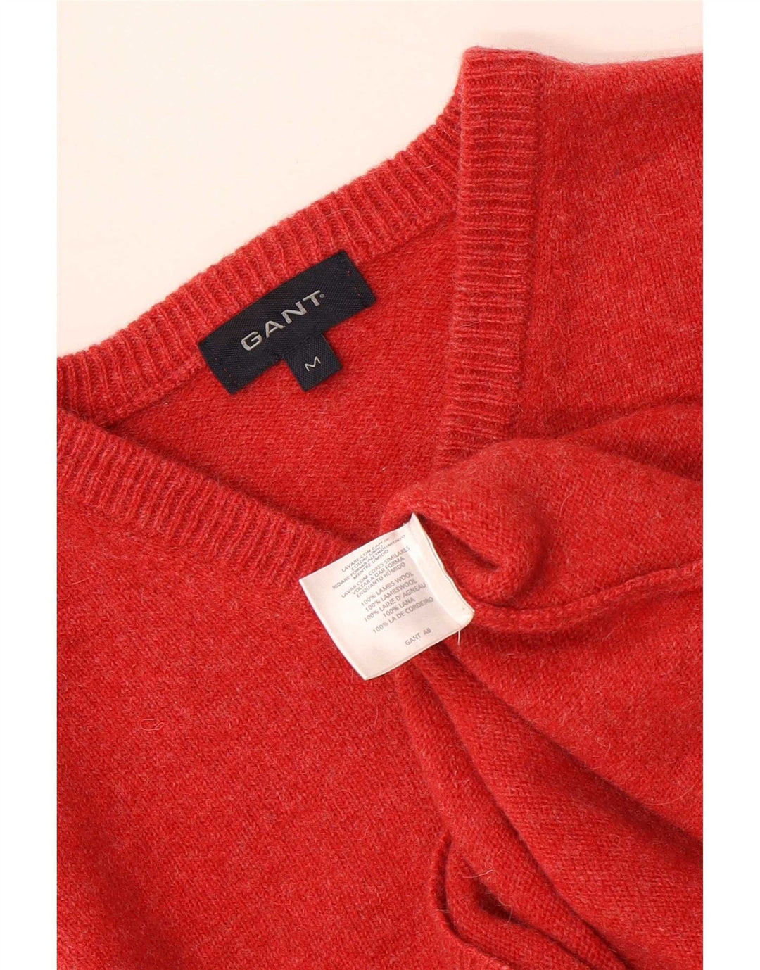 Gant Pull Col V Homme Rouge Moyen Laine