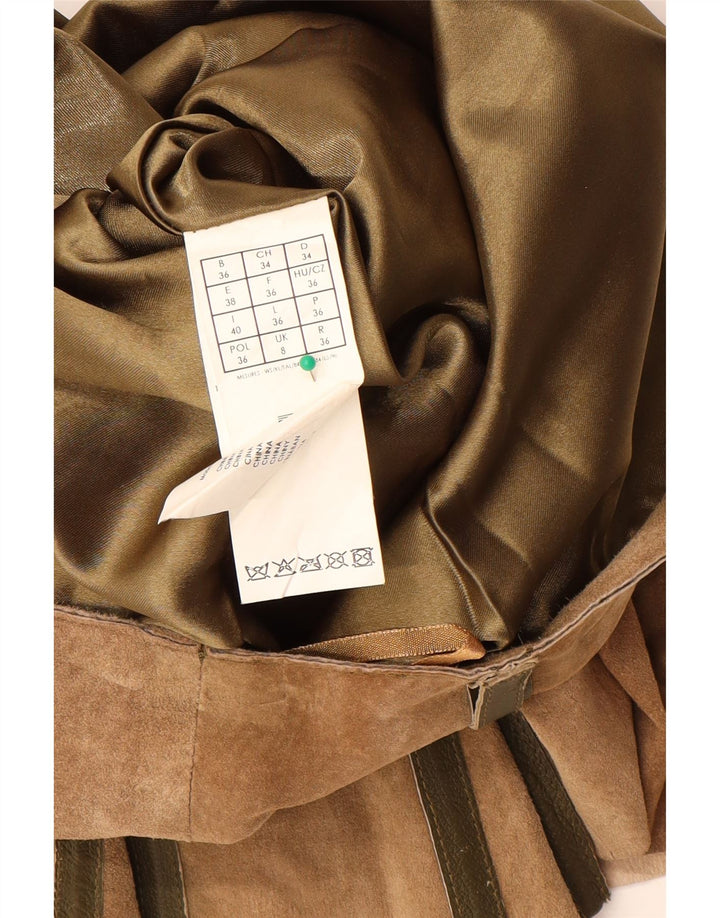 Promod Jupe trapèze en daim pour femme UK 8 Small W28 Cuir beige