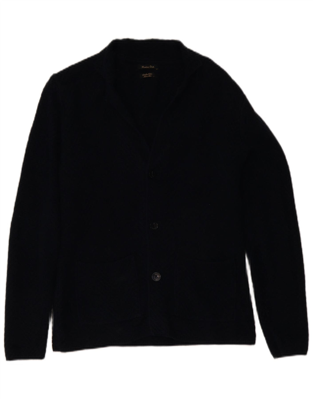 Massimo Dutti Pull Cardigan Homme Bleu Marine Moyen Coton