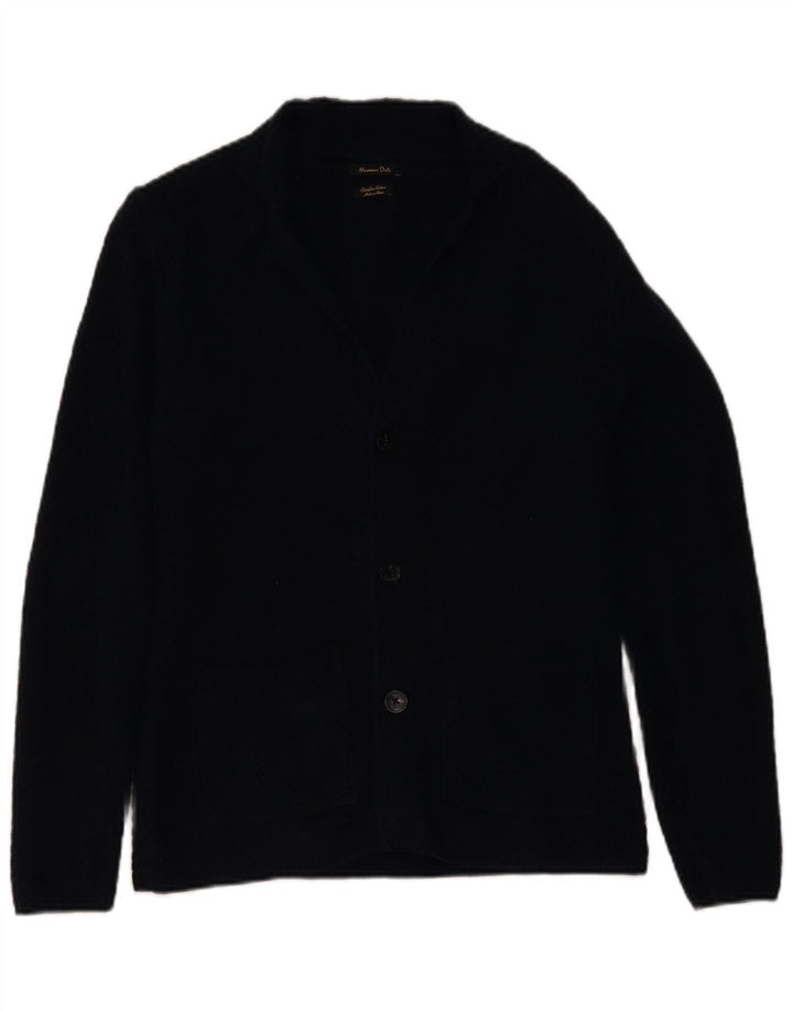 Massimo Dutti Pull Cardigan Homme Bleu Marine Moyen Coton