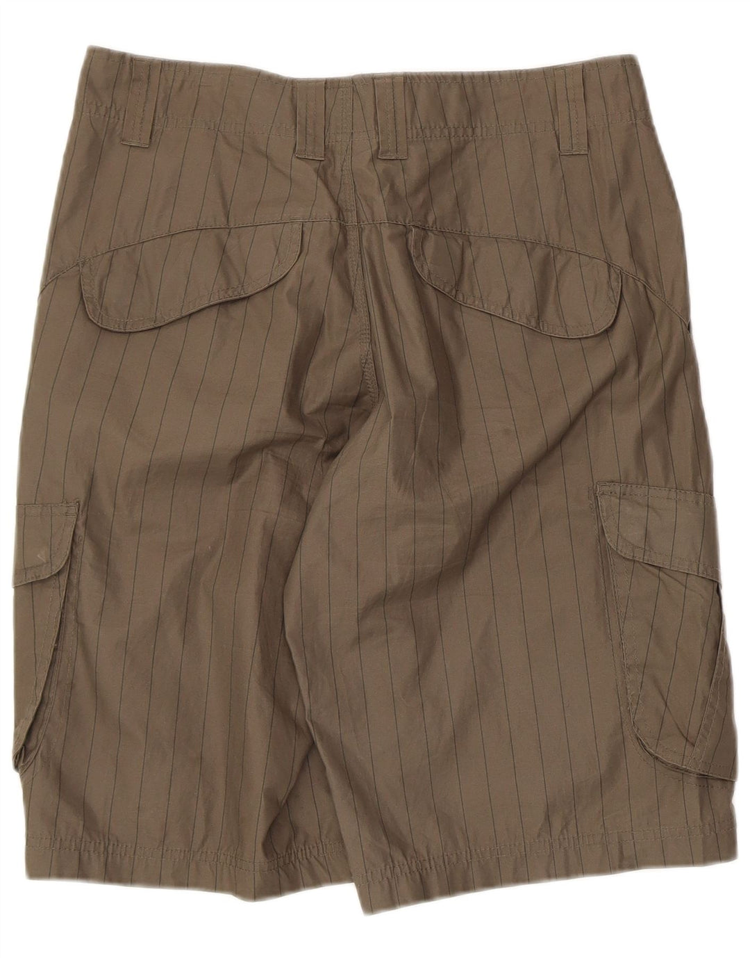 Tribord Short Cargo Homme W31 Coton Rayé Kaki Moyen