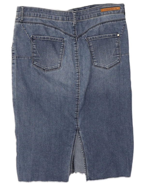 Fiorella Rubino Jupe en jean pour femme UK 12 Medium W34 Bleu Coton