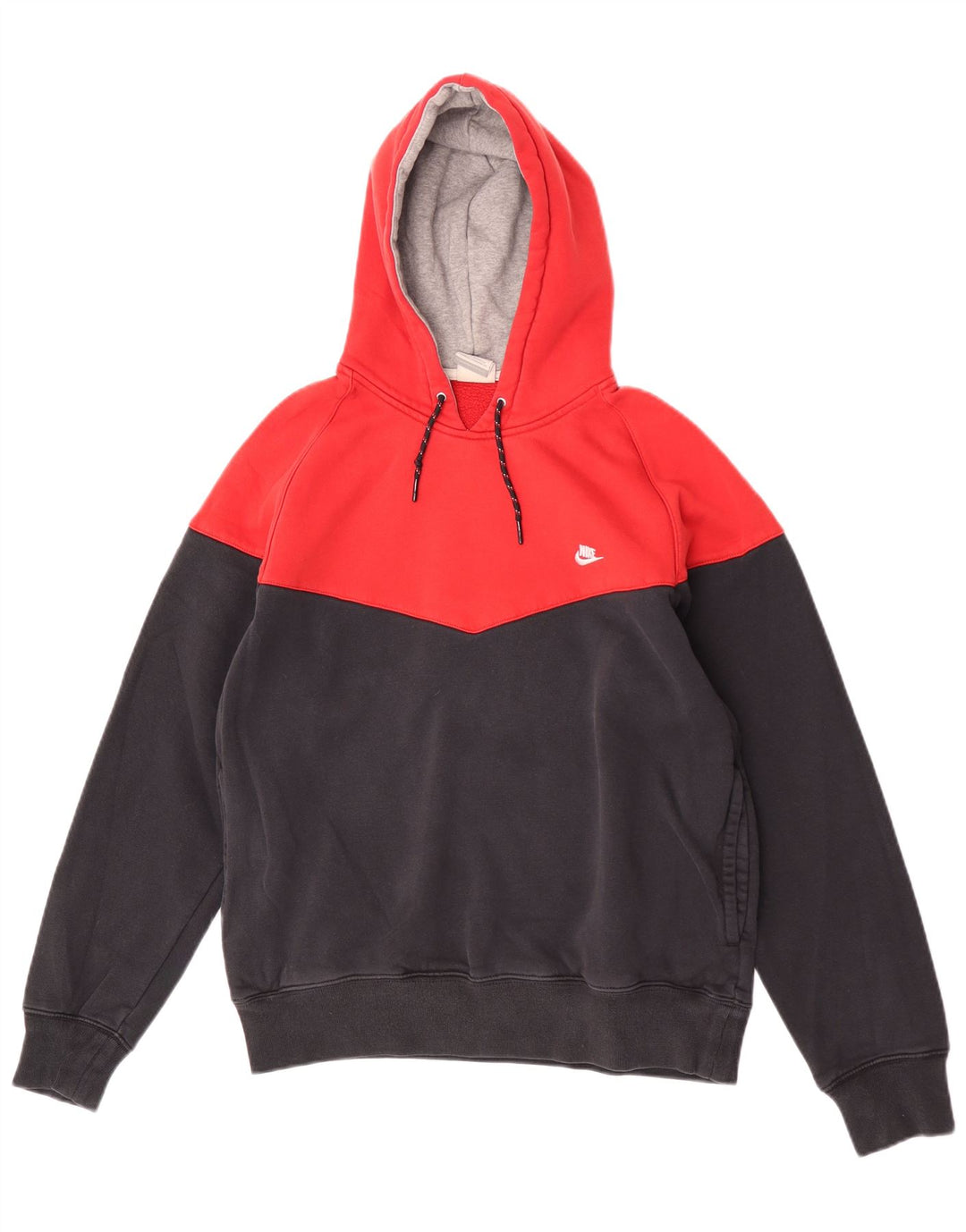 Nike Pull à capuche coupe classique en coton color block rouge moyen pour homme