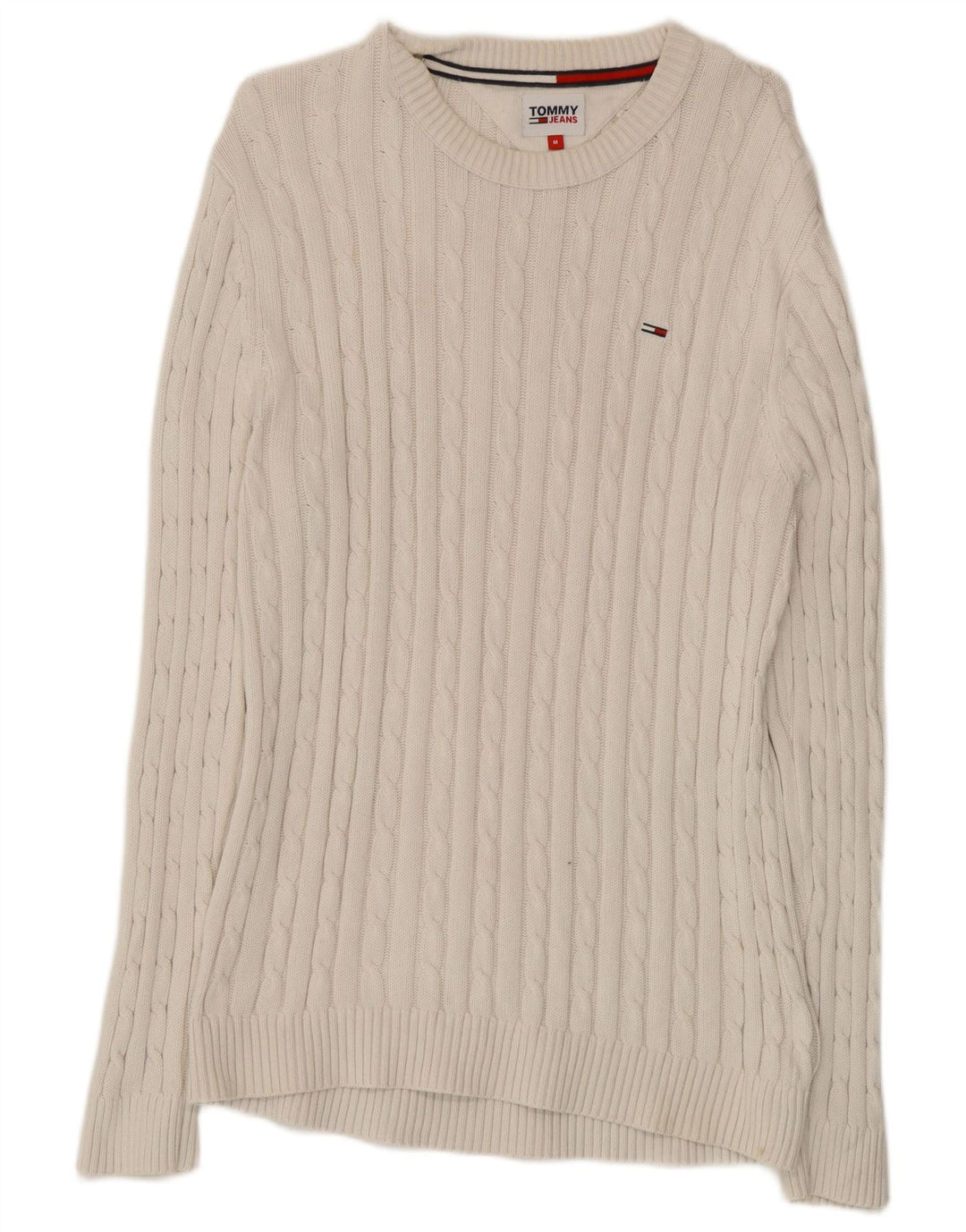 Tommy Hilfiger Pull à col rond pour homme en coton blanc moyen
