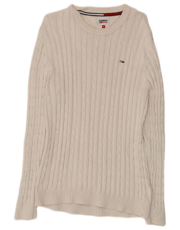 Tommy Hilfiger Pull à col rond pour homme en coton blanc moyen