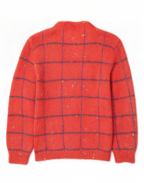 vintage Femme Cardigan Pull UK 14 Medium Pink Check