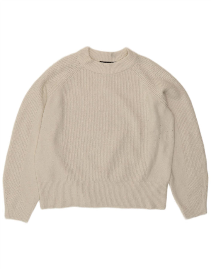 Marks & Spencer Pull à col rond pour femme UK 14 Acrylique blanc moyen