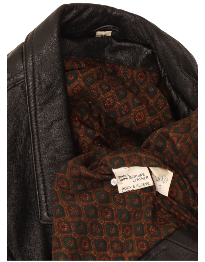Veste motard en cuir femme vintage UK 14 Cuir noir moyen