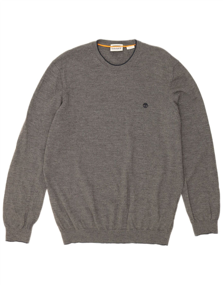TIMBERLAND Pull à col rond pour homme 2XL Gris Laine mérinos