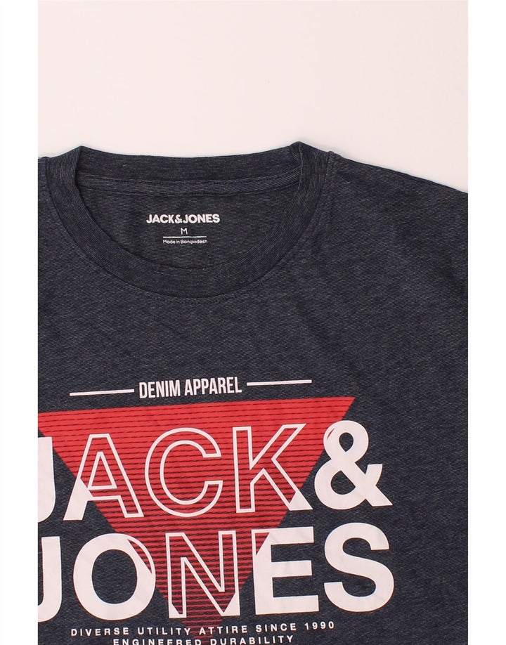 JACK & JONES Mens Graphic T-Shirt Top Medium Navy Blue Cotton Vintage Jack & Jones and Second-Hand Jack & Jones from Messina Hembry 