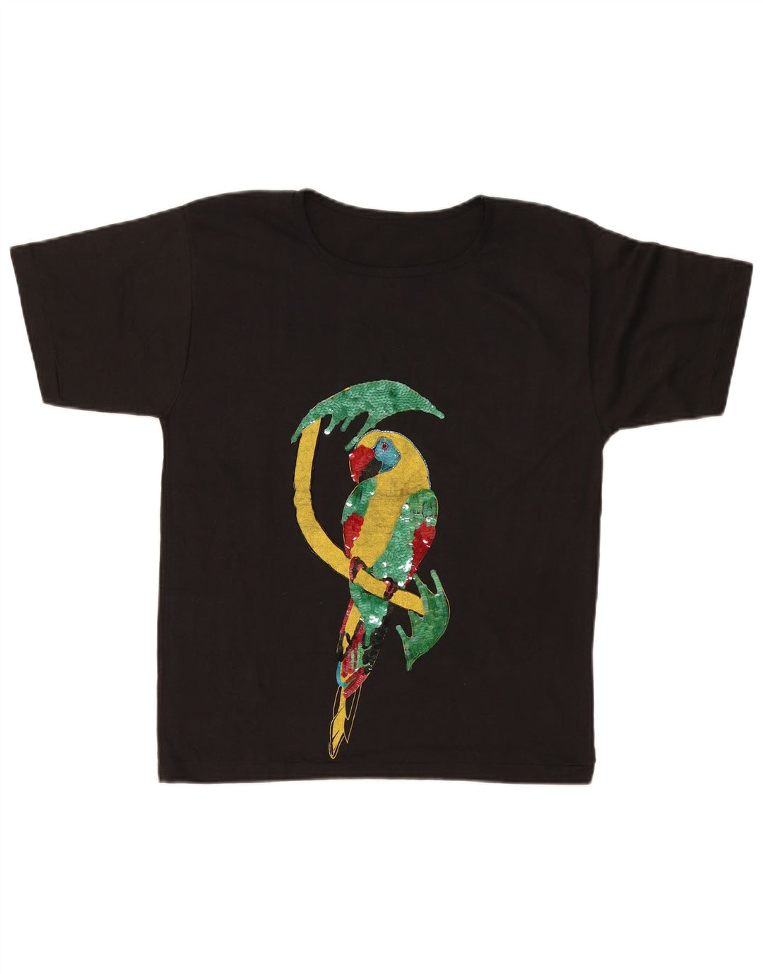 vintage Femmes Graphique T-Shirt Top UK 14 Moyen Noir