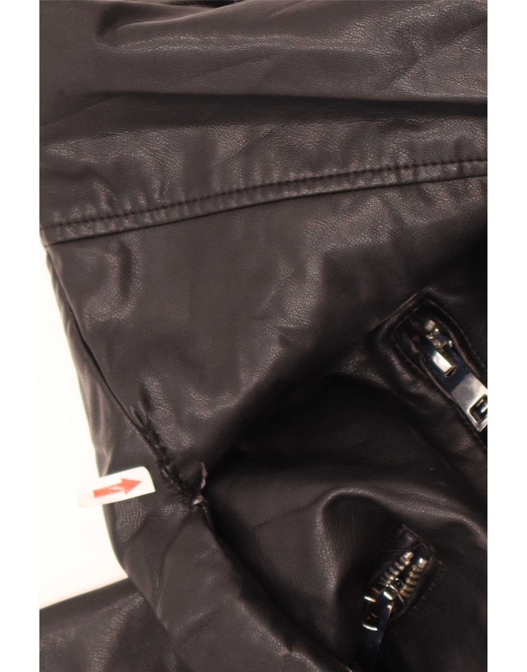 Zara Veste de motard surdimensionnée en simili cuir pour femme UK 10 Petit Noir Polyester