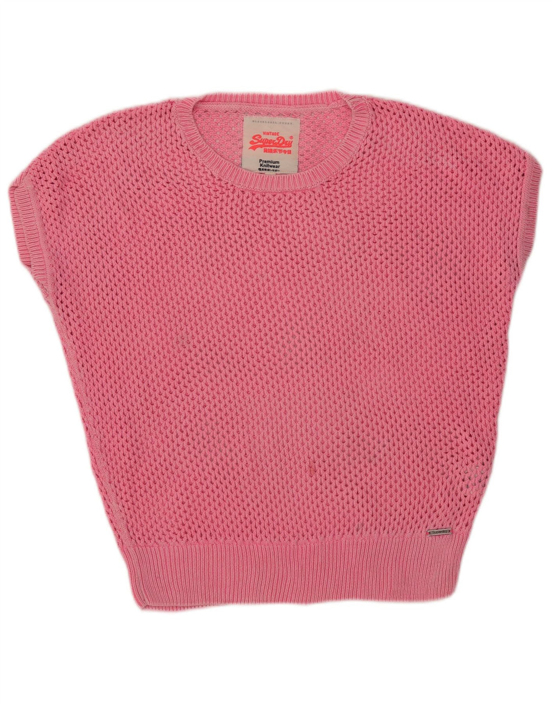 SUPERDRY Pull à manches courtes et col rond pour femme UK 14 Rose moyen
