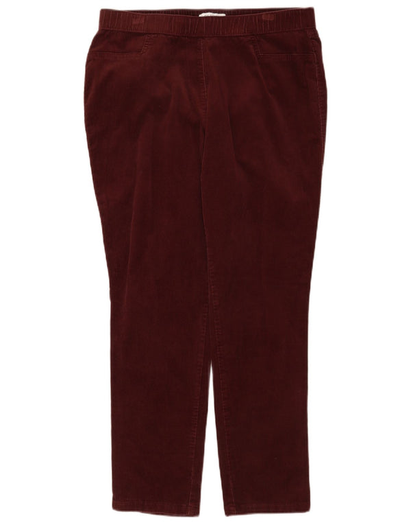 Marks & Spencer Pantalon en velours côtelé pour femme UK 14 Large W34 L26 Bordeaux