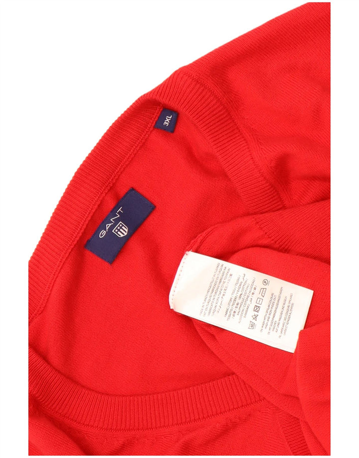 Gant Pull Col V Homme 3XL Rouge Coton