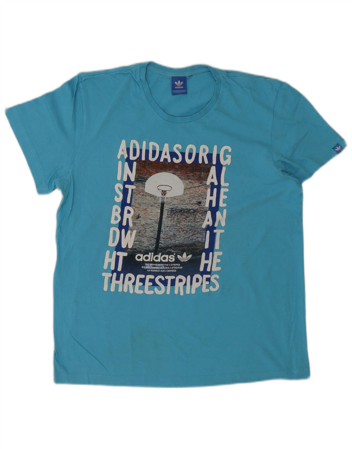 Adidas T-Shirt Graphique Homme Bleu Moyen