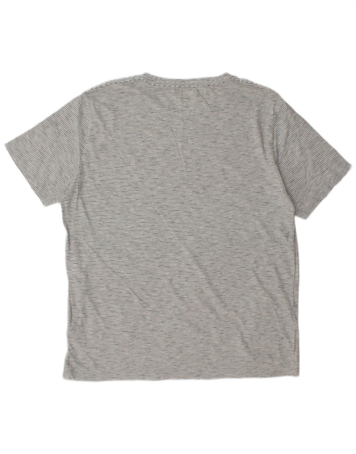 All Saints T-Shirt Homme Top XL Gris Rayé Coton