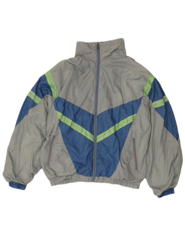 vintage Mens Full Survêtement Grand Gris Colorblock Nylon