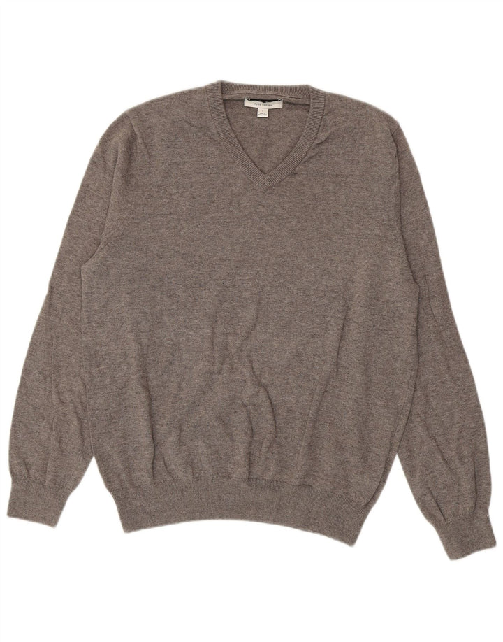 Marks & Spencer Pull col V pour homme en coton gris Taille L