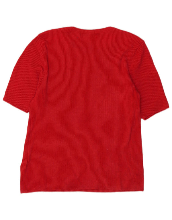 Marks & Spencer T-shirt court pour femme UK 16 Large Rouge Viscose