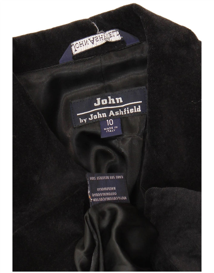 John Ashfield Manteau en velours pour femme UK 10 Petit coton noir