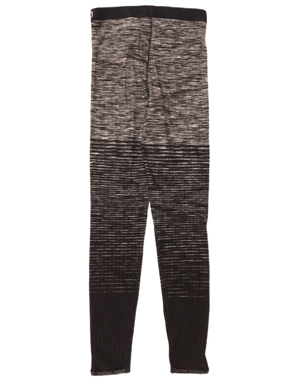 NIKE Leggings graphiques pour femmes UK 14 Grand polyester rayé noir