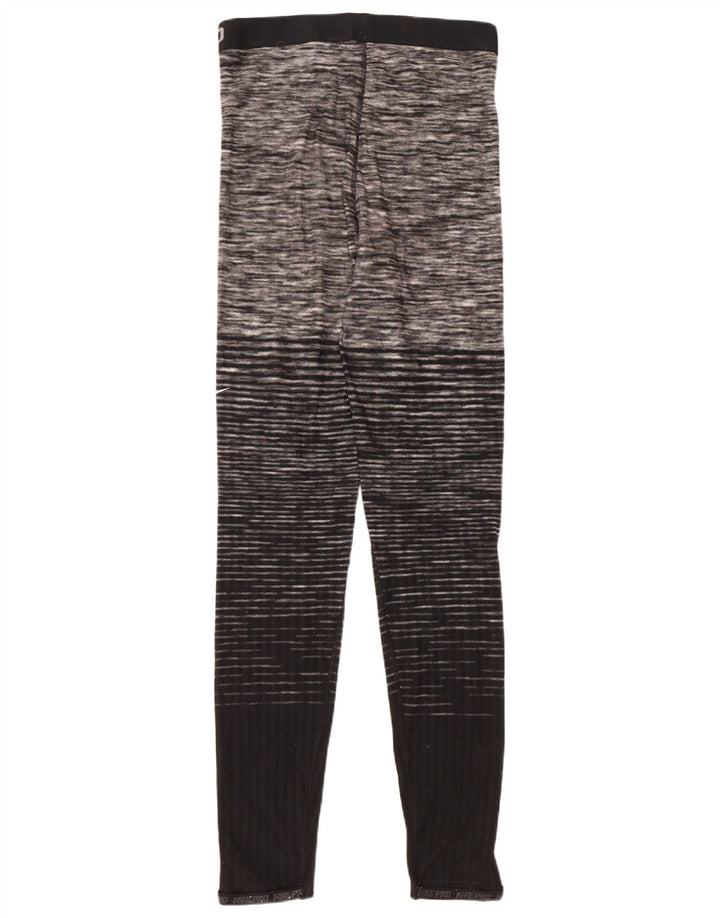 NIKE Leggings graphiques pour femmes UK 14 Grand polyester rayé noir