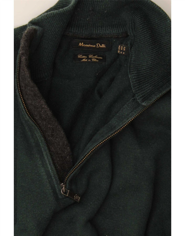 Massimo Dutti Pull Col Zippé Homme Vert Moyen Coton