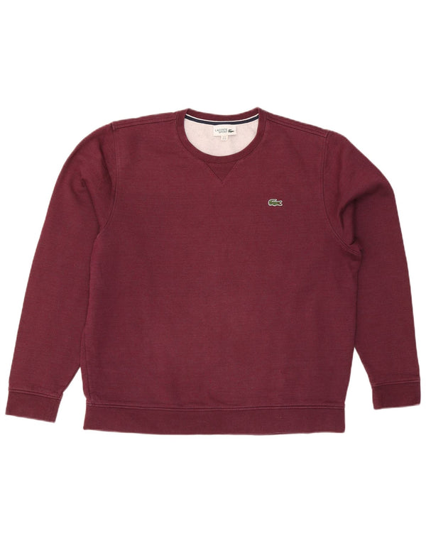 Lacoste Homme Sweatshirt Jumper Taille 6 XL Bordeaux Coton