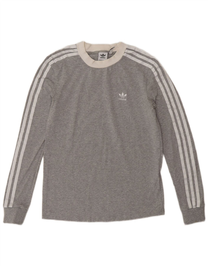 Adidas Haut à manches longues pour femme UK 8 Small Gris Coton