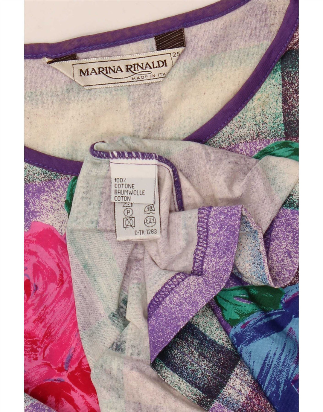 Marina Rinaldi T-Shirt Graphique Femme Top Taille 25 Large Multicolore