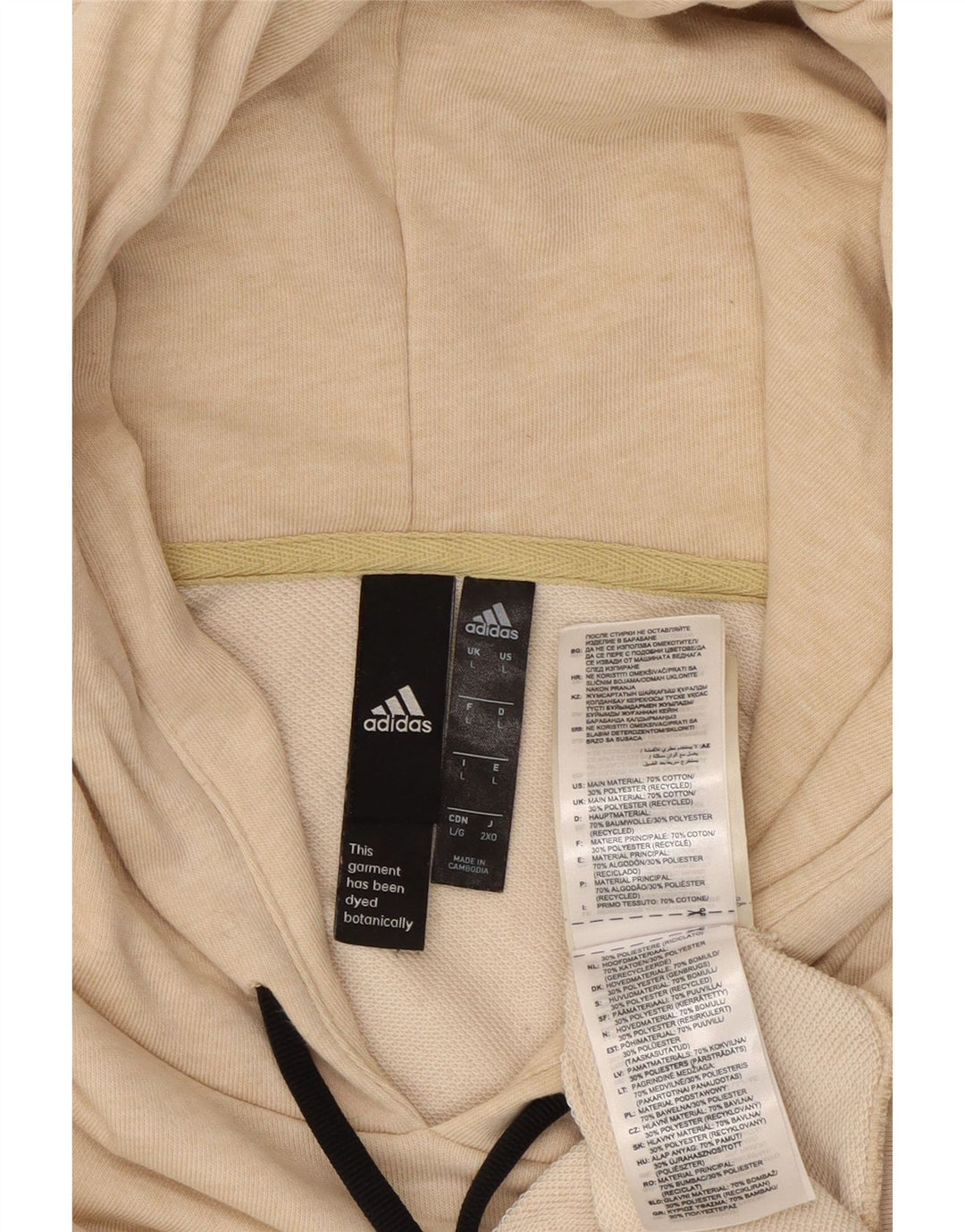ADIDAS Pull à capuche pour homme Grand coton beige